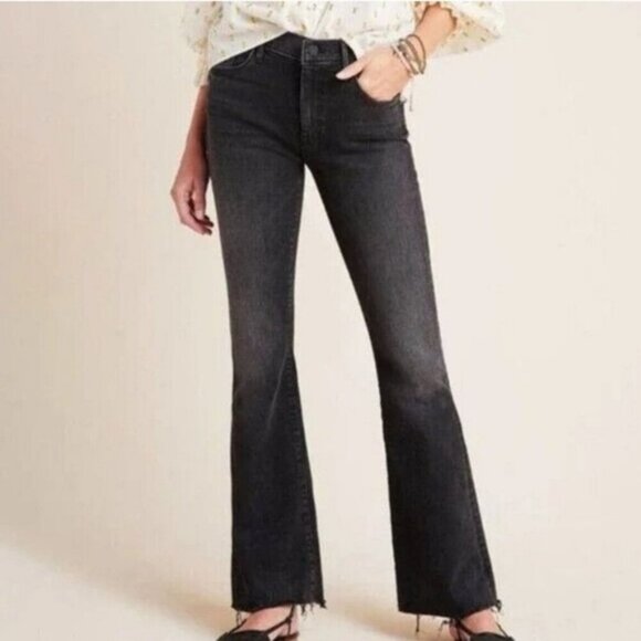 MOTHER Black The Weekender Fray Mid Rise Flare Leg Jeans - 27" - Picture 14 of 15